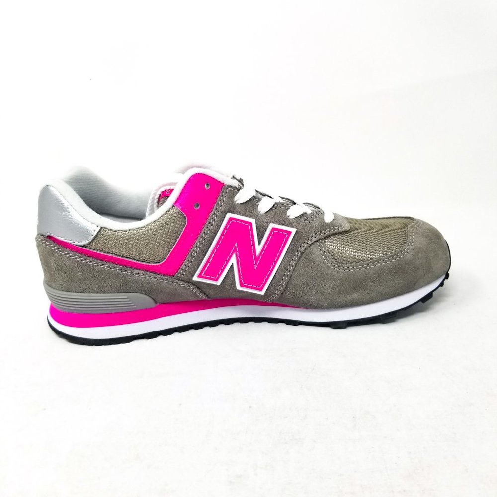 New Balance 574 Girls Running Sneaker Grey Pink - Picture 3 of 12